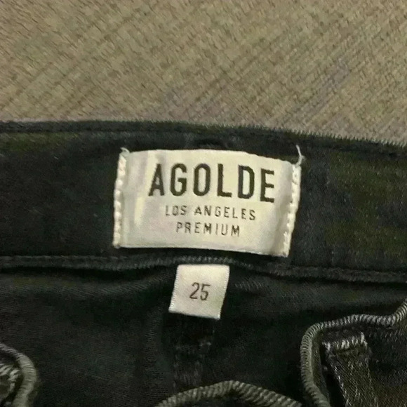 AGOLDE Black Sophie Crop distressed Jeans size 25 - Picture 3 of 9